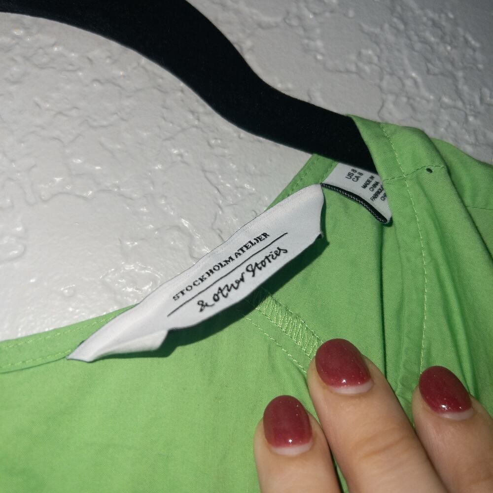 New & Other Stories Green Cut-Out Midi Dress Size 8 - Picture 5 of 9